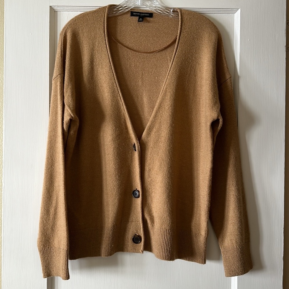 Banana Republic Camel Colored, Slouchy V Neck Cardigan